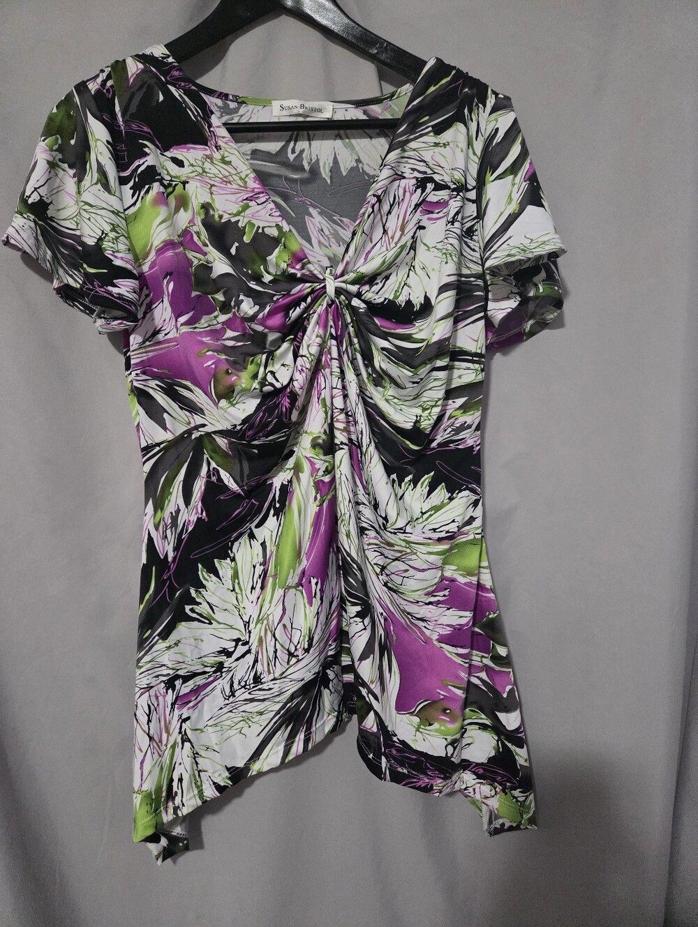 Susan Bristol Floral Print Short Sleeve Top